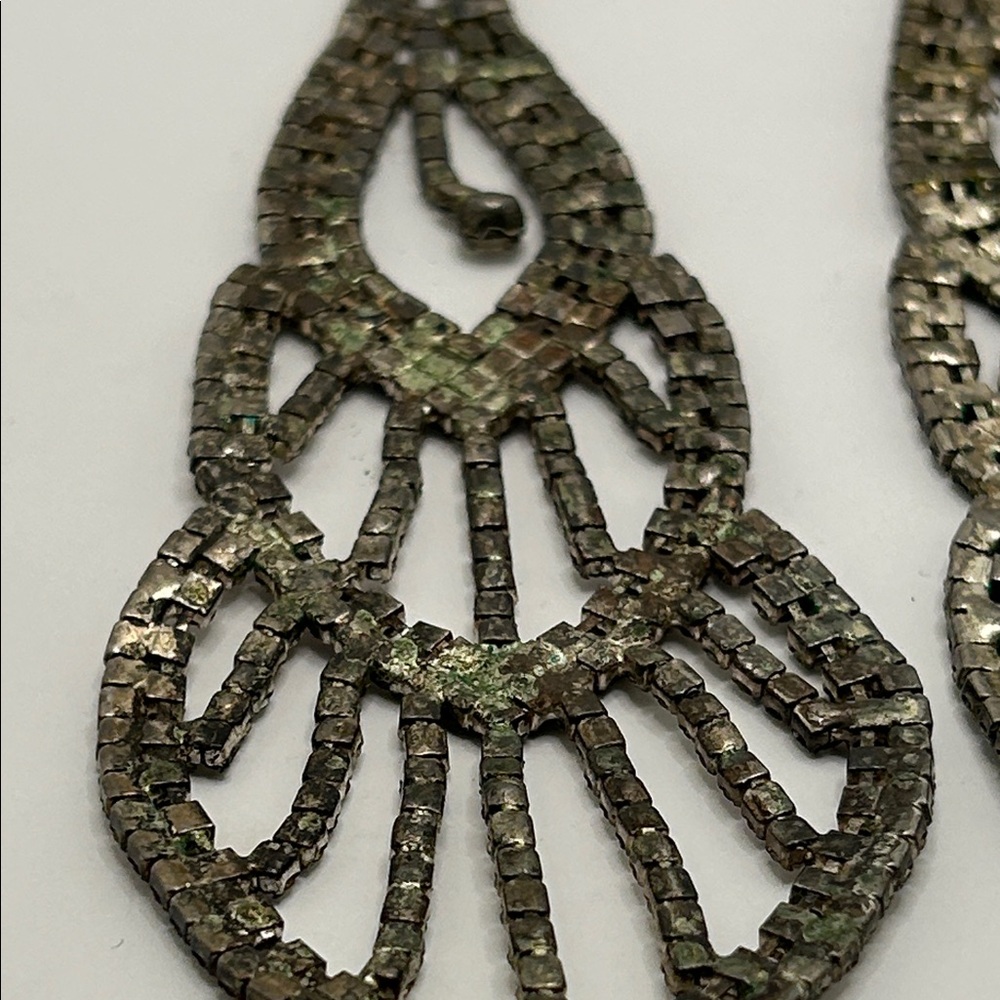 6” Elegant Silver Rhinestone Dangle Statement Ear… - image 6